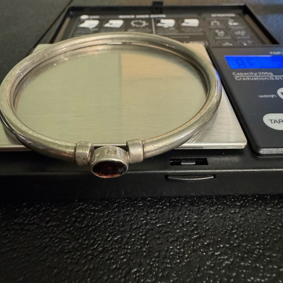 Vintage 1970’s Red Stone Sterling Silver Bracelet - Picture 2 of 11